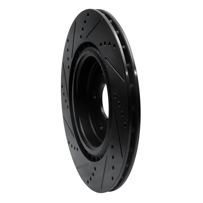 Jaguar I-Pace Brake Rotor (1) - Rear Right - R1 Concepts - Drilled & Slotted - Black - `17-`20